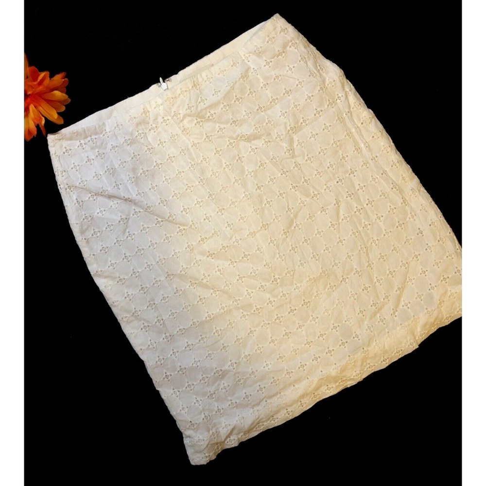 Banana Republic Women's Size 8 Cotton White Eyelet Skirt Knee Length Pencil - Picture 1 of 16